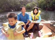 Dr Nguyen Phi Hung with his family in Australia during his PhD course in Sydney